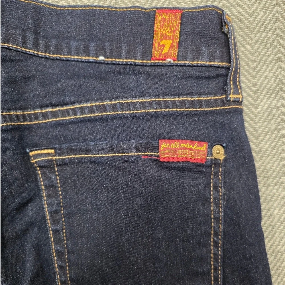 7 For All Mankind The Skinny Jeans Womens 27 Dark Indigo Stretch Denim Made USA‎
